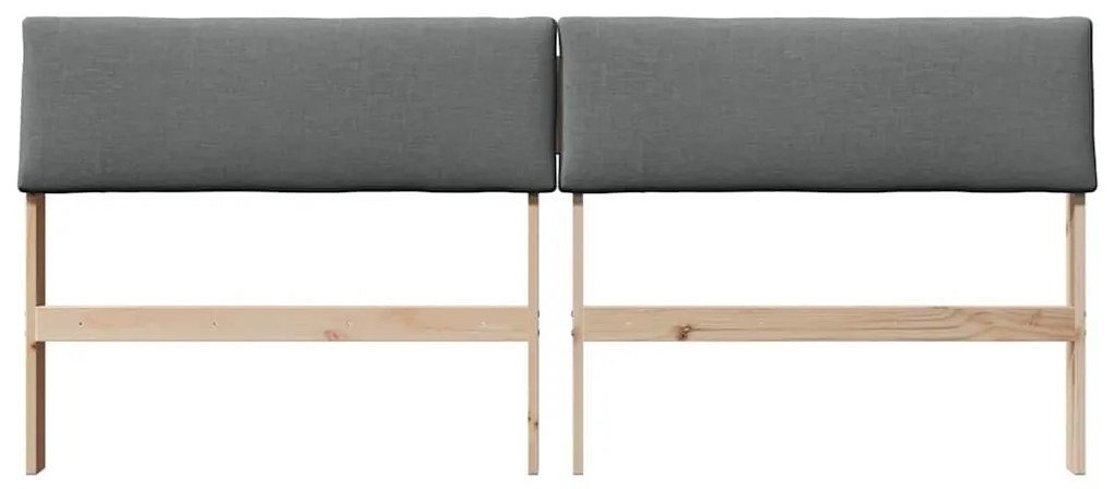 Kárpitozott fejtámla Sötétszürke 200 cm Tömör fenyőfa