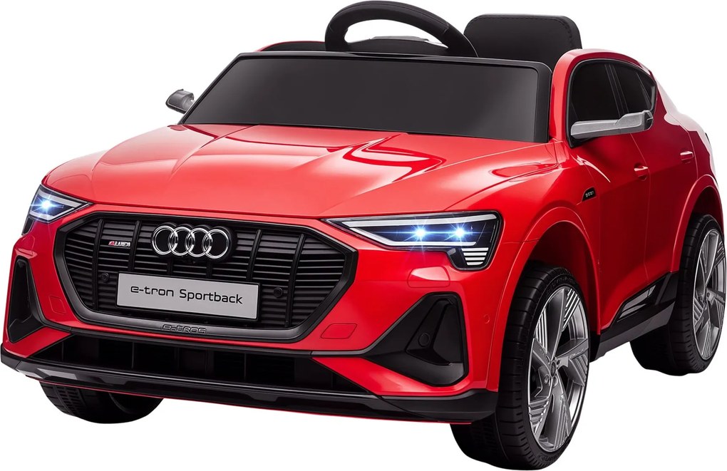 HOMCOM 12V Elektromos Gyerekautó Audi E-tron Távirányítóval, Biztonsági Övvel, Zenével (MP3/USB/TF), 3-5 Éves Gyerekeknek, 3-5 km/h, Piros | Aosom