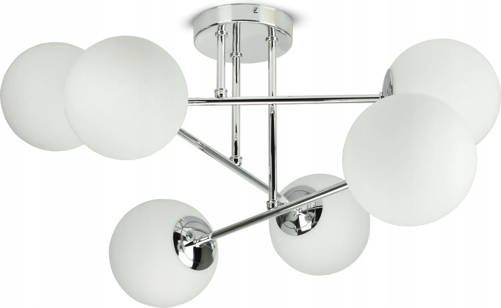 Mennyezeti lámpa Csillár Plafon Króm Üveg Fehér Gömbök Üveg W6 Led G9