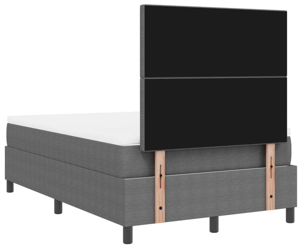 Box Spring Ágy Matraccal &amp; LED Világítás Szürke 120x200 cm Bordás Szövet
