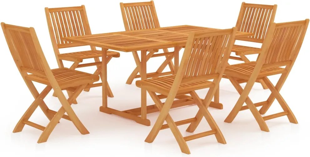 vidaXL 7 részes tömör tíkfa kerti étkezőgarnitúra