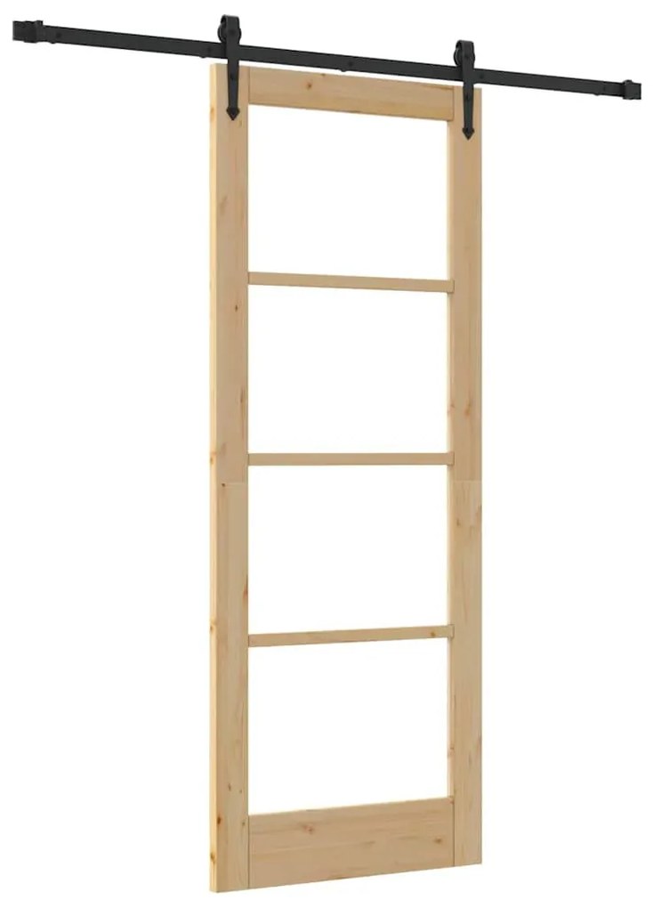 Egyszerű Csúszó Ajtó Barna 78 x 202 cm Fa és fém