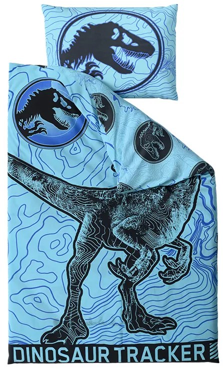 Ragyogó pamut ágyneműhuzat JURASSIC WORLD kék Ágyneműhuzat mérete: 70 x 90 cm | 140 x 200 cm