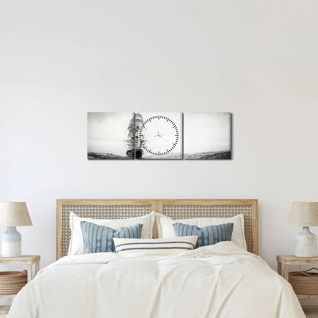 Kép - Egy hajó az óceánon (órával) (90x30 cm)