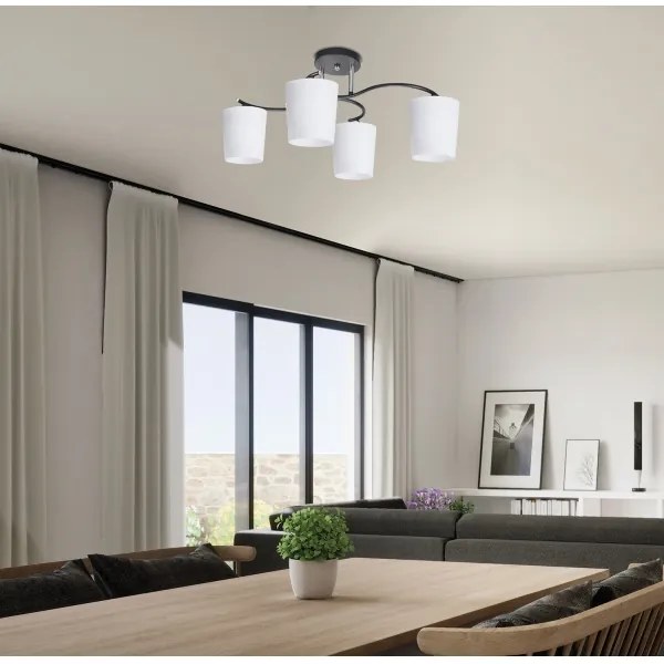 Csillár rúdon ESNYR 4xE27/40W/230V fekete/fehér