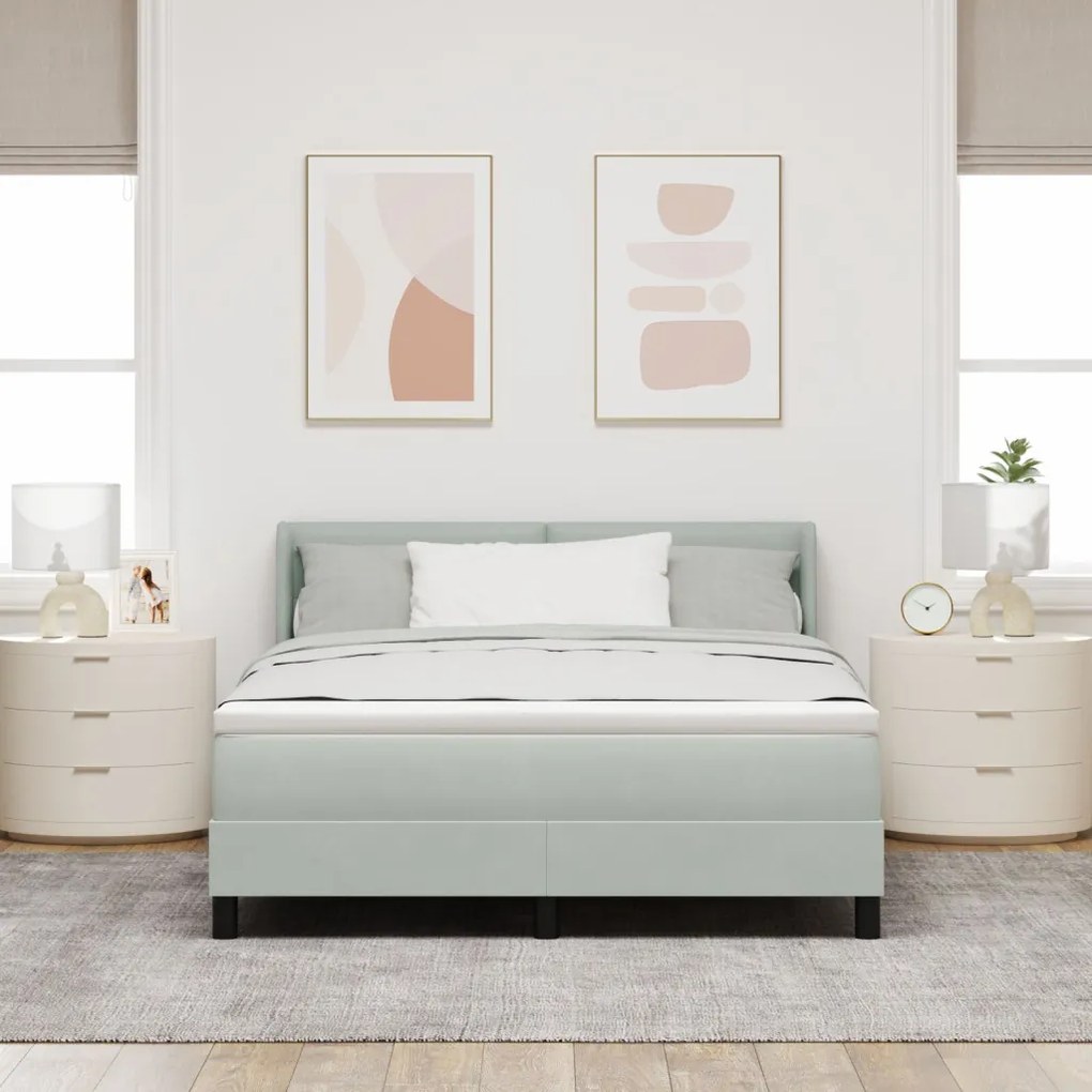 Boxspring Ágy Matrac Kellemes Szürke 140x200 cm Bársonyos