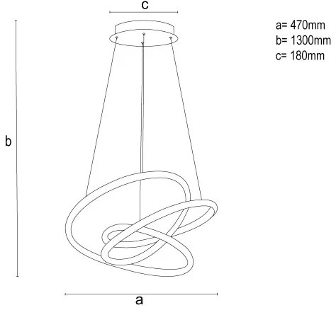 LED csillár kábelen, fényerőszabályozható, 90W (LED)/230V, 3000–6500K, Ø47 cm + távirányító