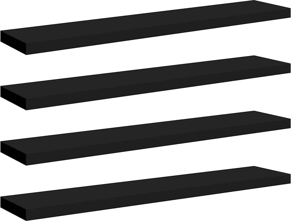 vidaXL 4 db fekete MDF lebegő fali polc 120 x 23,5 x 3,8 cm