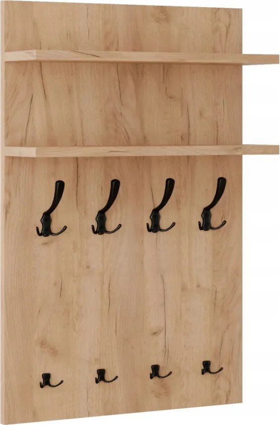 Modern fali akasztó 90x60 polcok Tölgy Craft Fekete fogantyúk