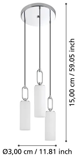 Eglo 390128 - Csillár zsinóron MAJANA 3xE27/40W/230V fényezett króm