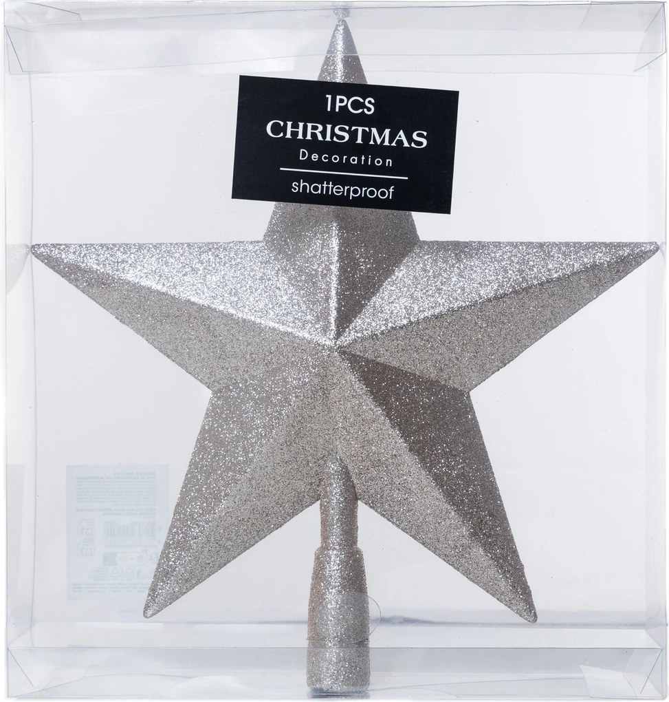 Pezsgő glitteres csúcsdísz 28.5 cm