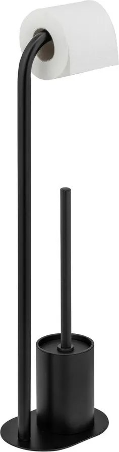 Fekete acél WC-papír tartó állvány WC-kefével Levante – Wenko