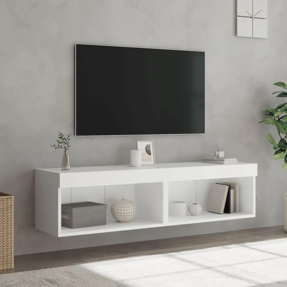 2 db fehér TV-szekrény LED-világítással 60 x 30 x 30 cm