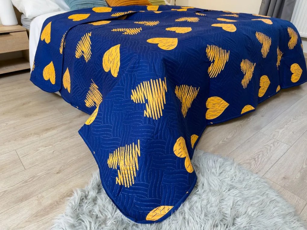 Ágytakaró GOLBINO, sötétkék Méret: 220 x 240 cm