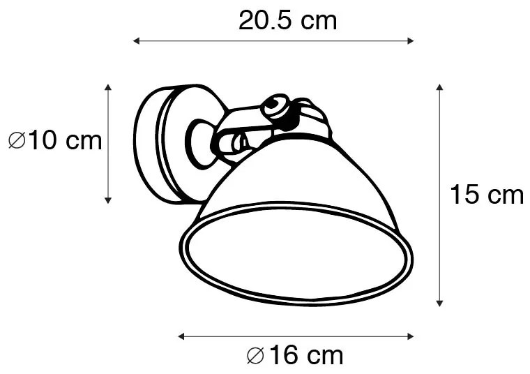 Ipari fali lámpa bronz réz színű állítható - Liko