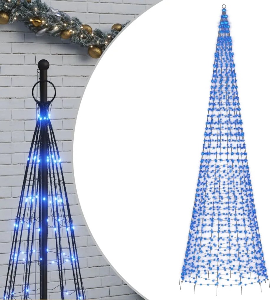 vidaXL kék LED karácsonyfa zászlórúdra 1534 LED 500 cm