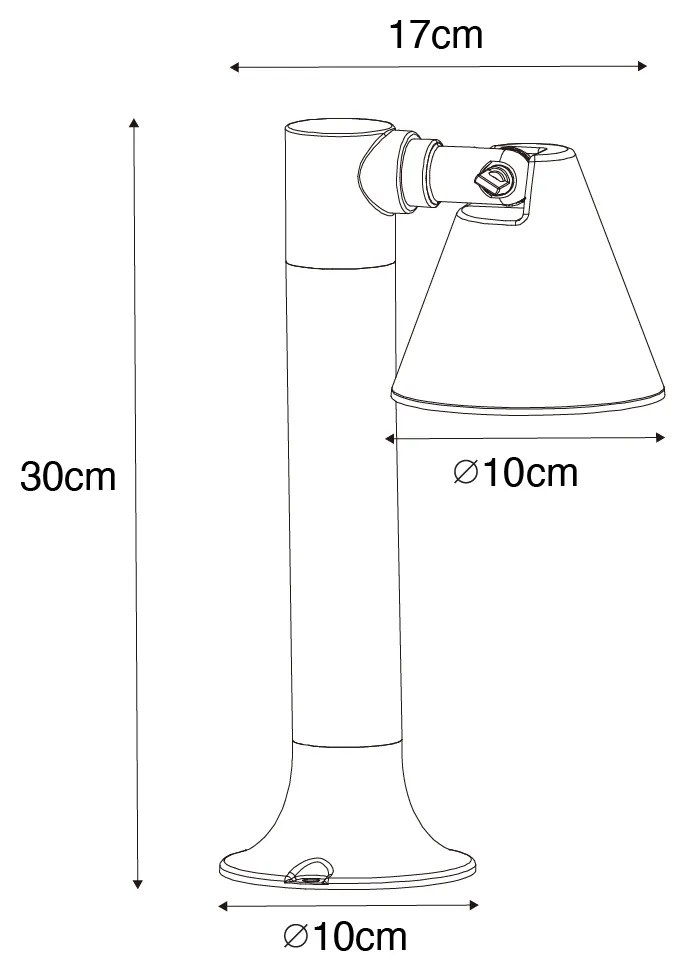 Modern kültéri oszloplámpa rozsdabarna 30 cm IP44 állítható - Ciara