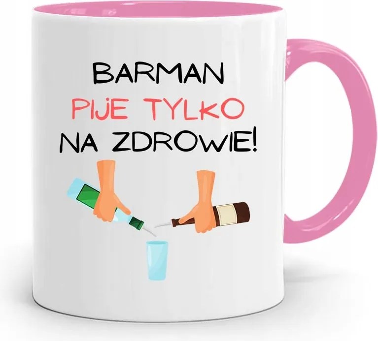 Rózsaszín Bögre Csaposnak Csak Egészségre Iszik, fényképes nyomattal