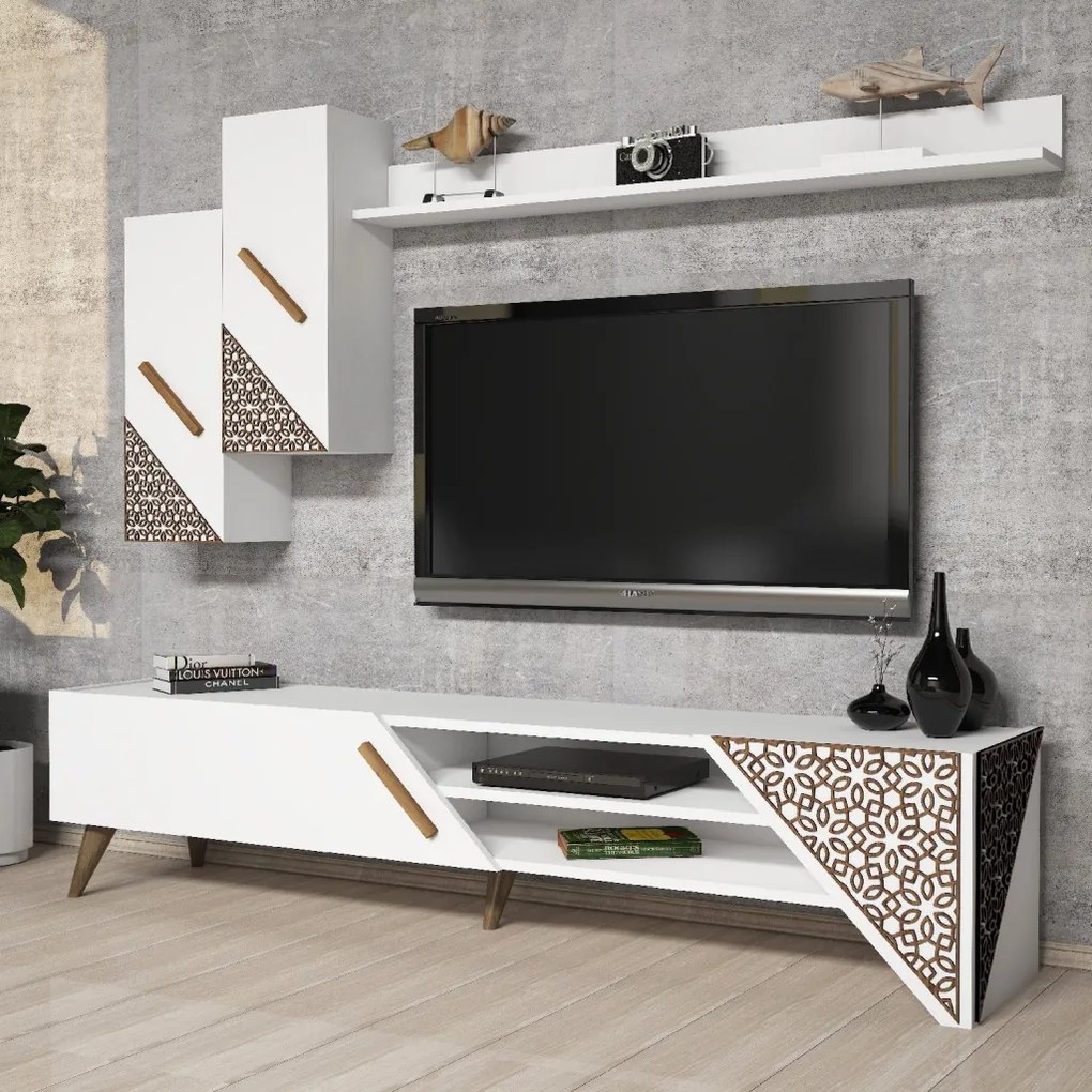 Beril TV-állvány, fehér, 180 cm – TR845HCT3001