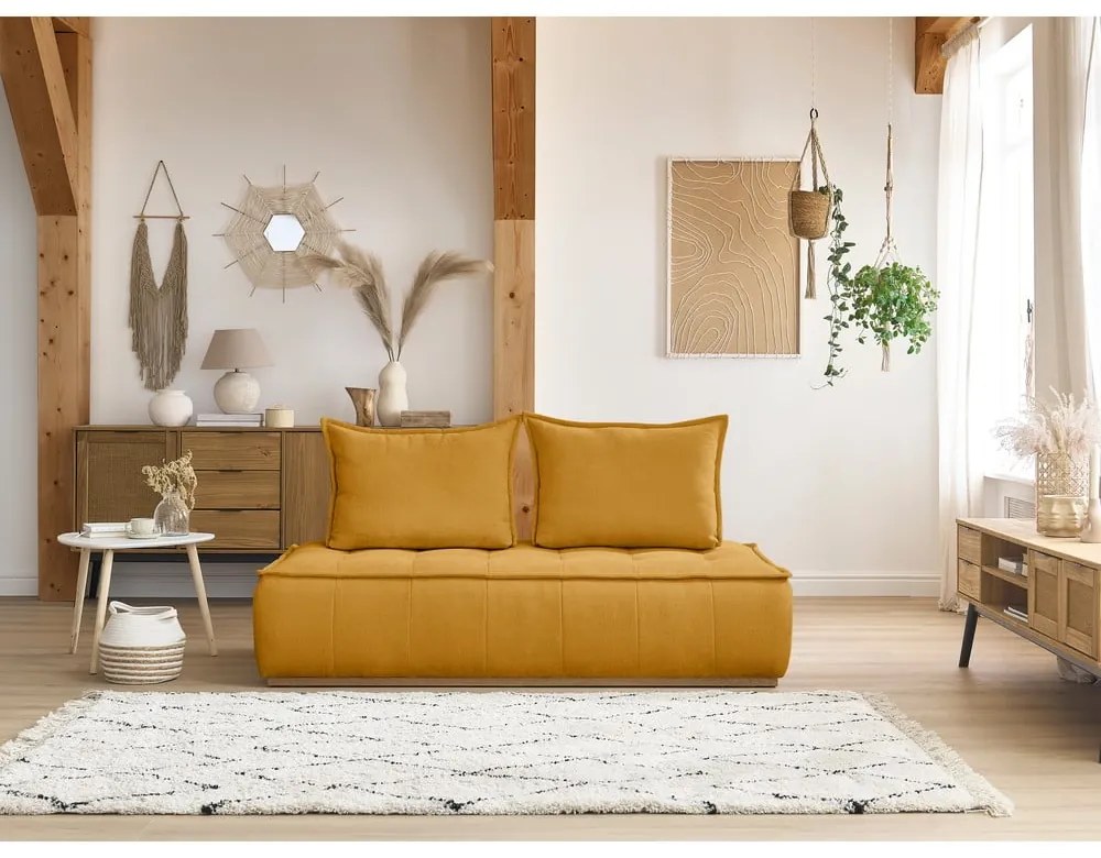 Mustársárga zsenília kanapé 175 cm Elisa – Bobochic Paris