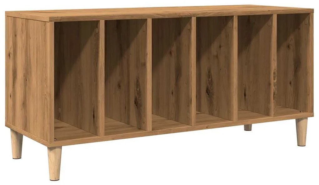 kézműves tölgy színű szerelt fa hanglemezszekrény 100x38x48 cm