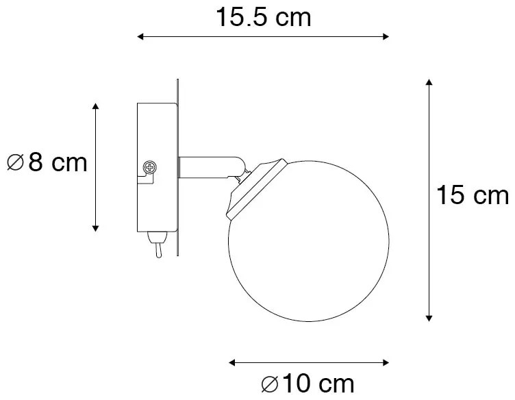 Rusztikus spotlámpa fekete állítható füstüveggel - Athén