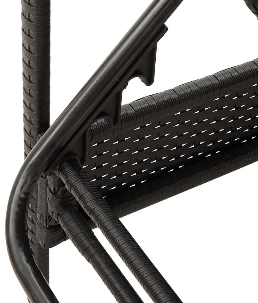 fekete polyrattan napozóágy párnával 63x200x81 cm