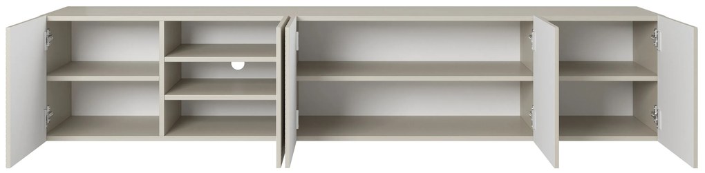 Asha fali TV szekrény 200 cm, bordázott előlap - kasmír