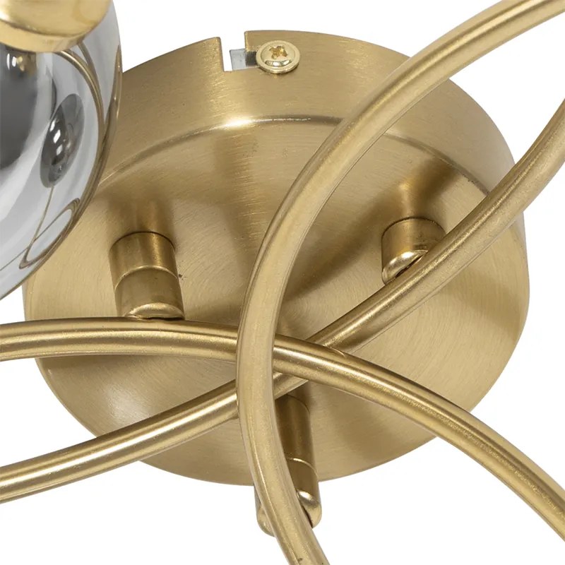 Modern mennyezeti lámpa arany 6 lámpás füstüveggel - Athén