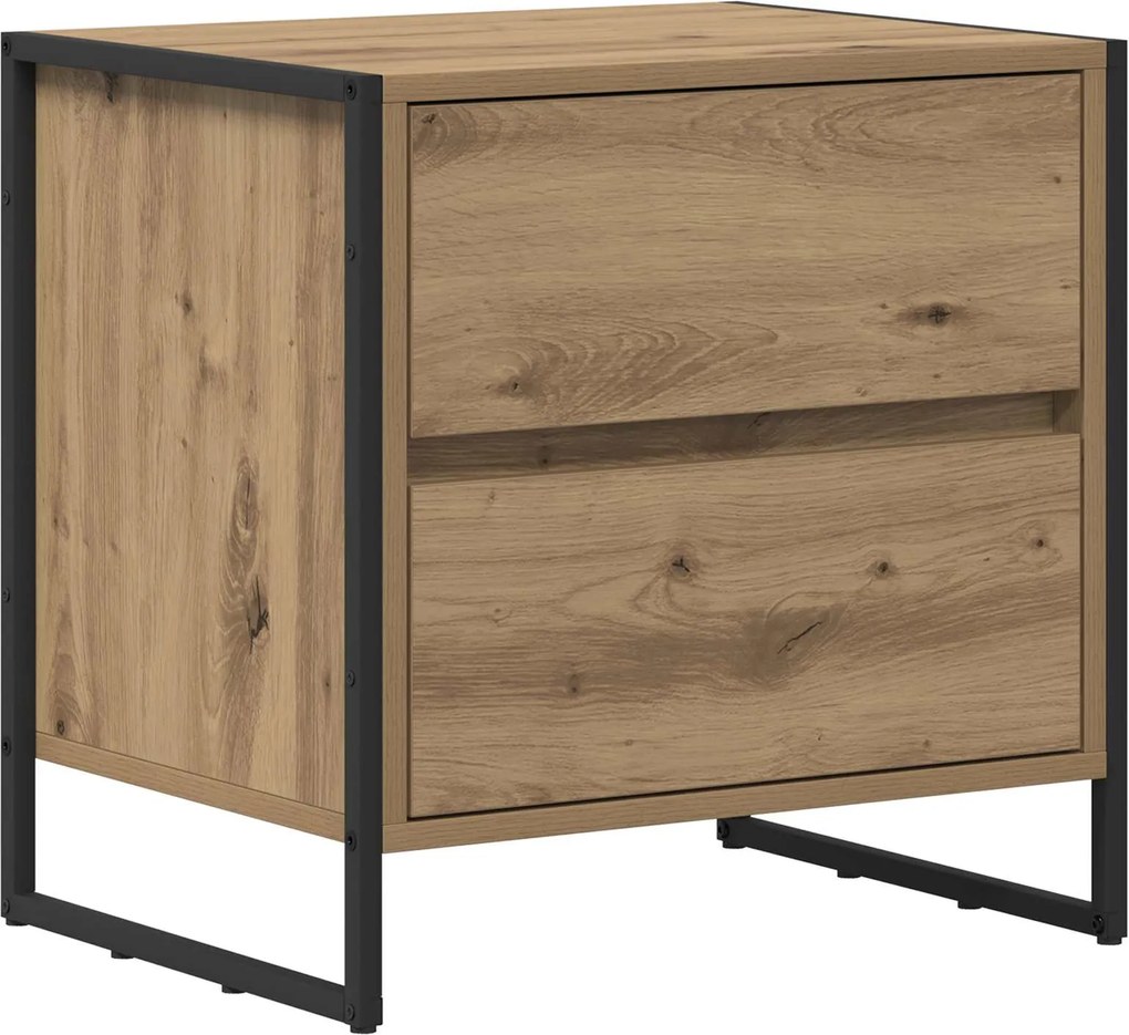 vidaXL Éjjeli asztal fiókkal Művészi tölgy 50 x 39.5 x 50 cm Faanyag