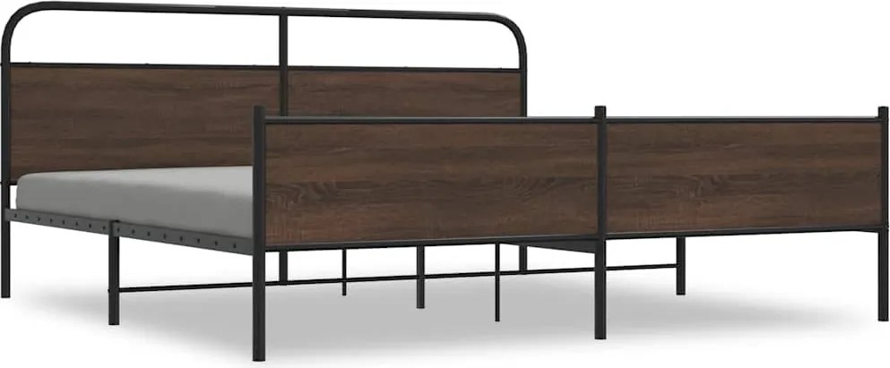 vidaXL barna tölgy színű fém ágykeret matrac nélkül 200 x 200 cm