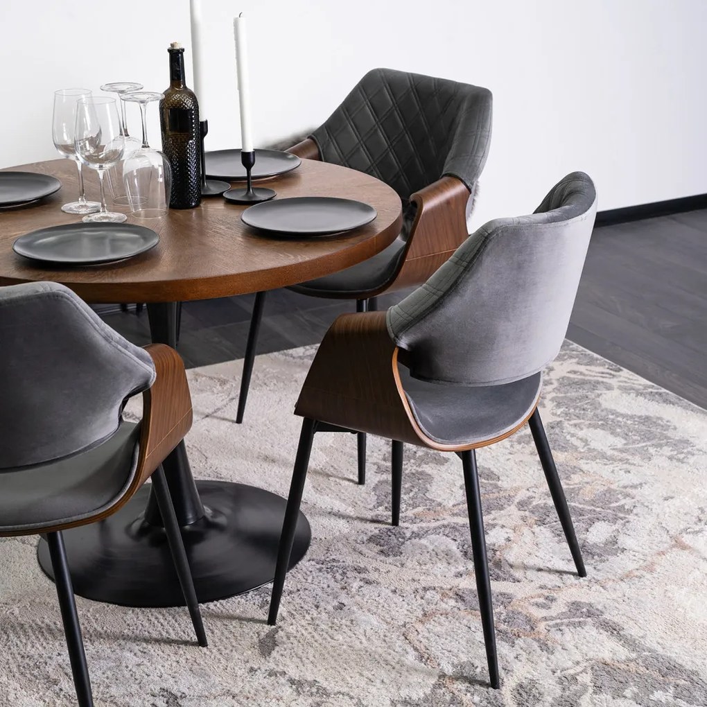 Scaun de bar elegant din catifea gri FLORES