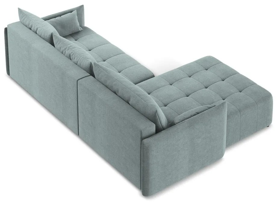 Kék kinyitható-tárolóhelyes sarokkanapé (bal oldali-heverő résszel) Moku – Makamii