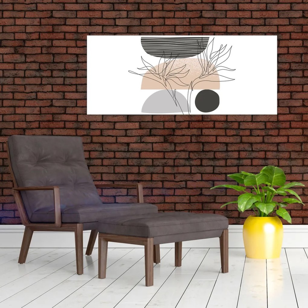 Kép - Vonal művészet virágok N⁰2 (120x50 cm)