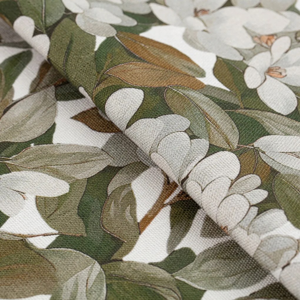 Párnahuzat 50x50 zöld levelek fehér alapon