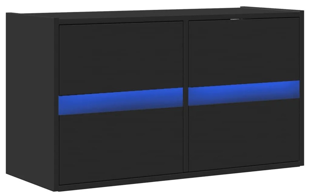 fekete fali TV-szekrény LED-világítással 80x31x45 cm