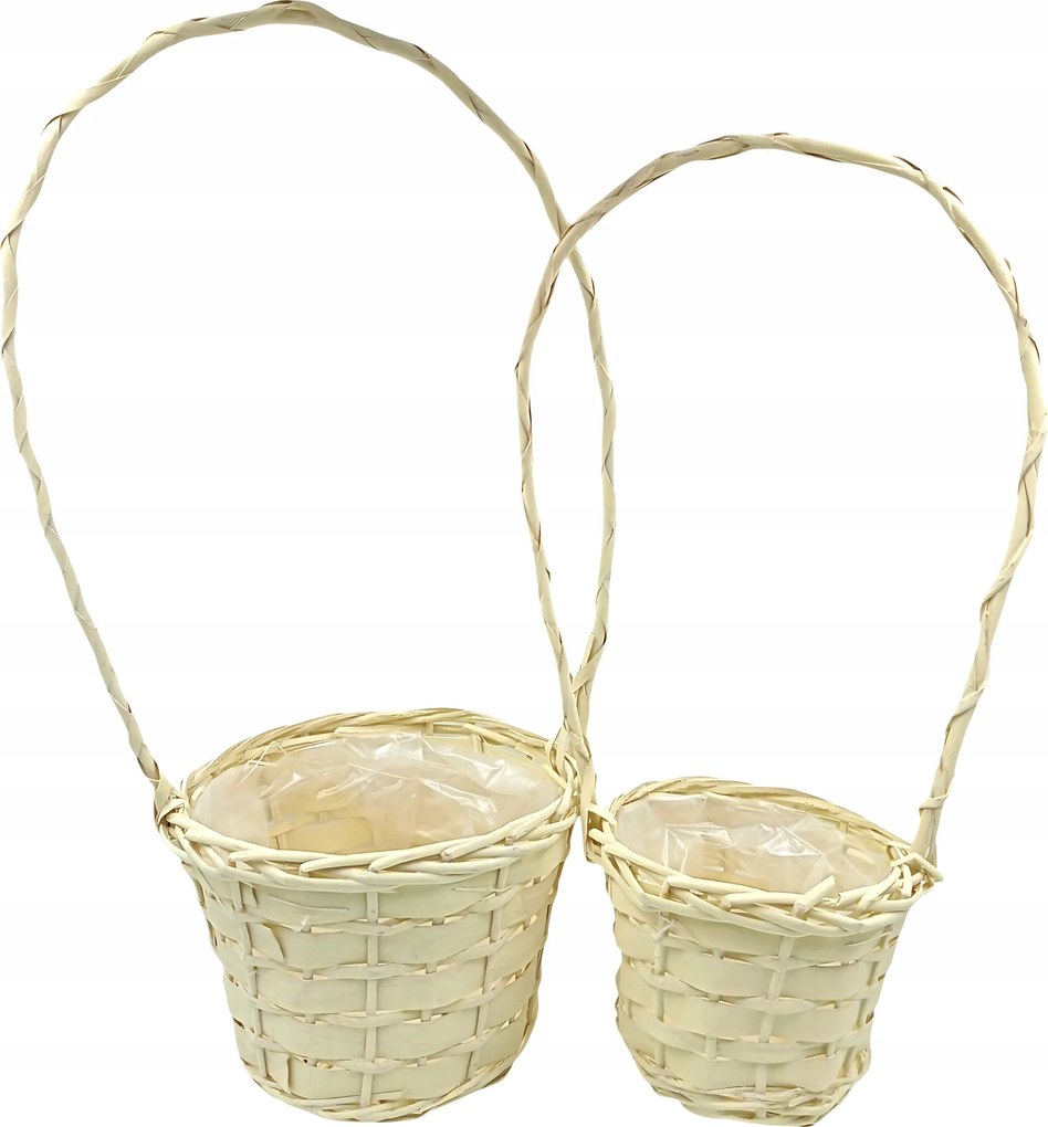 2 db-os Fonott Kosár Szett Sárga 54cm Virágtartó Dekoráció