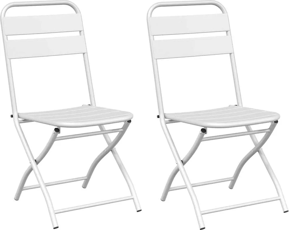 vidaXL Kerti hajtható szék 2 pcs Fehér 42 x 52 x 82cm Porszórt acél