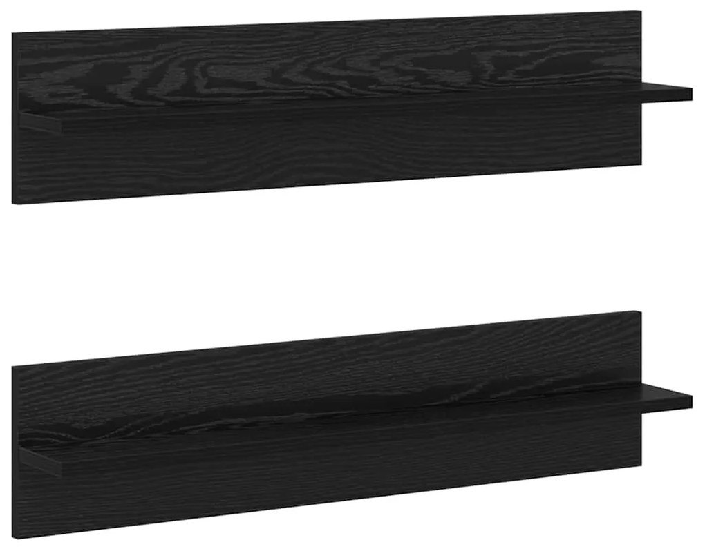 Falpolcok polcokkal 2 pcs Musta tammi 80 x 11.5 x 18 cm Faanyag