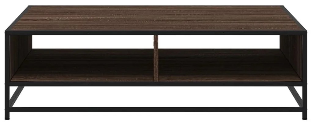 barna tölgy szerelt fa és fém dohányzóasztal 100 x 100 x 30 cm