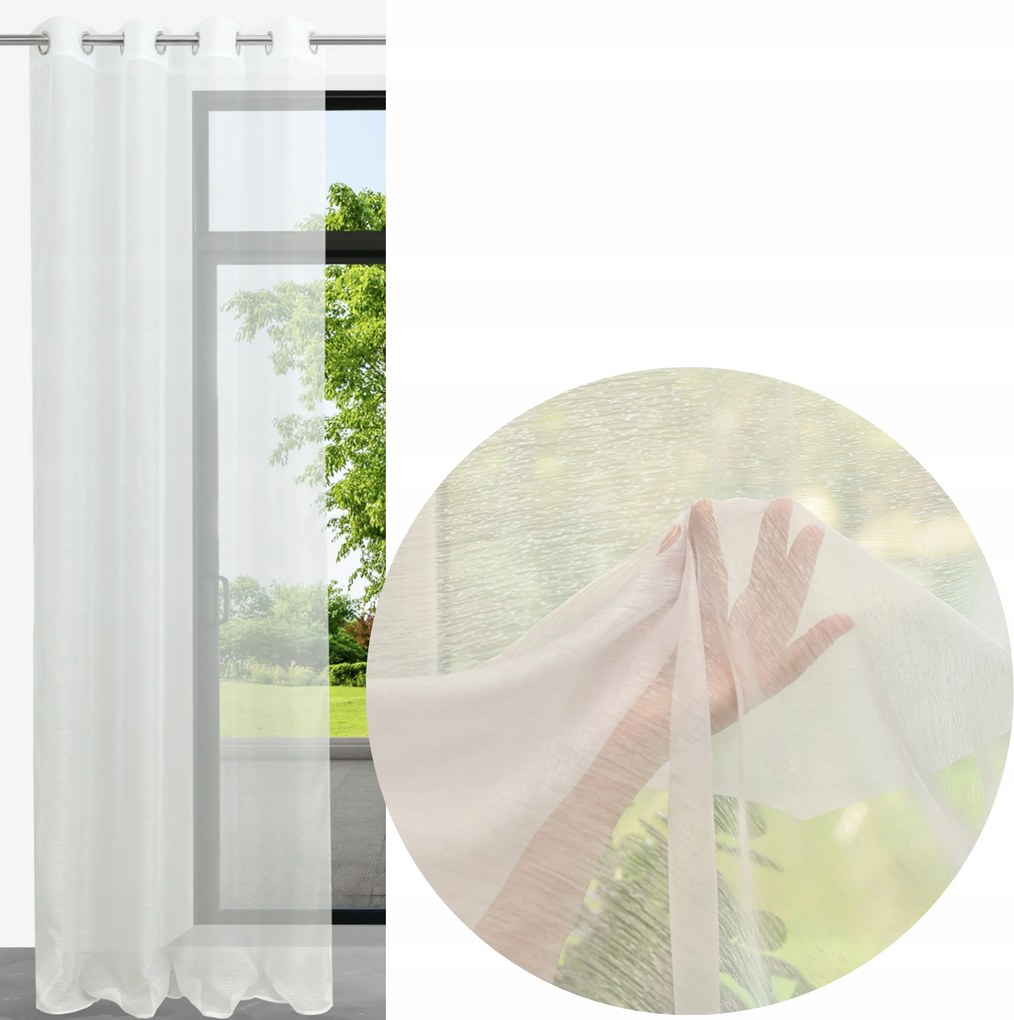 Kész Fehér Függöny Nappaliba 140x250 Caspian Fátyol