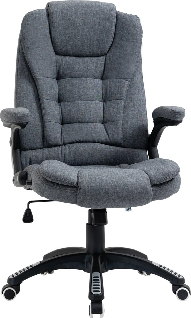Vinsetto Ergonomikus Hátfájás Csökkentő Irodai Szék Forgó Állítható Magasságú Párnázott Karfával Szürke | Aosom