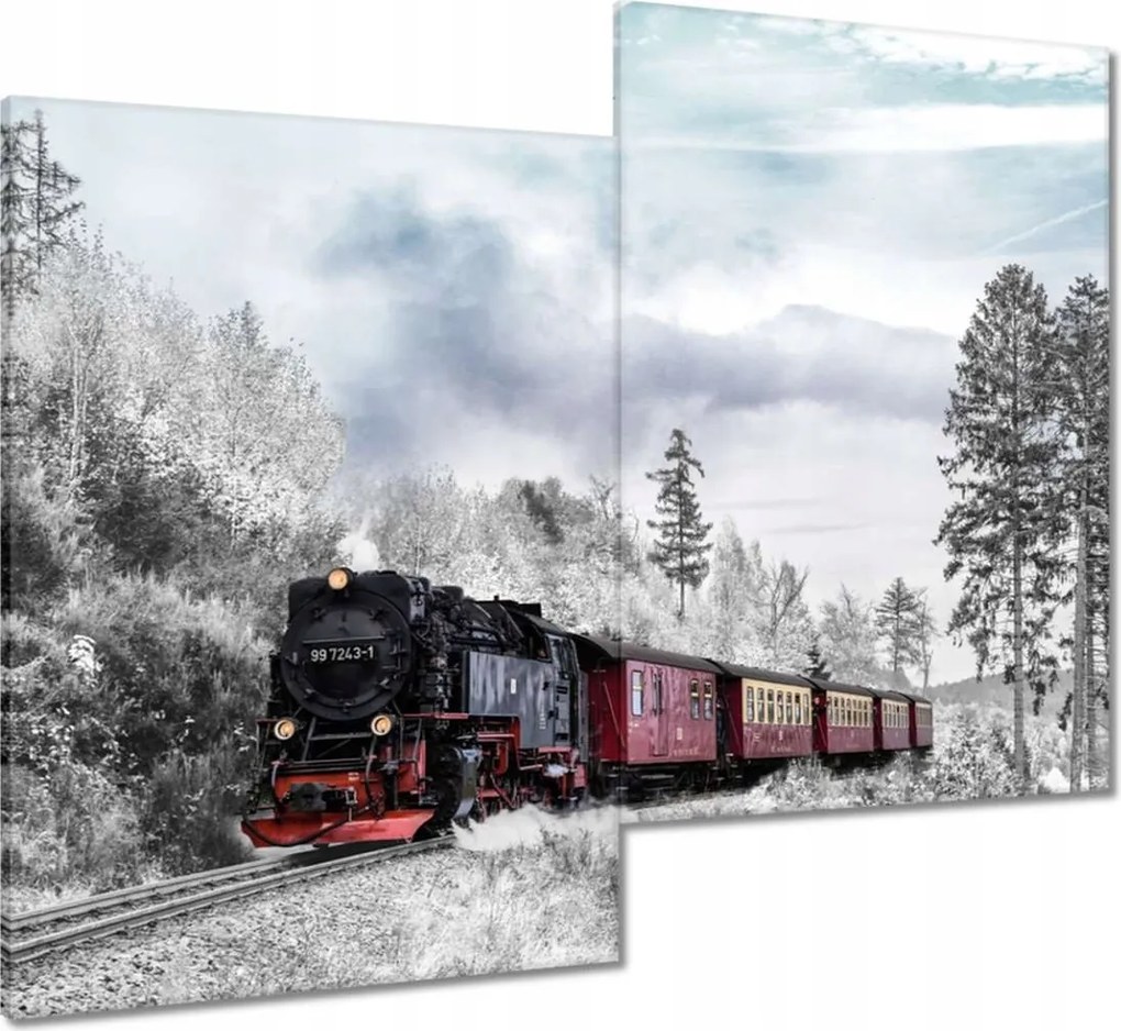 Vászonkép 80x70 Vonat és téli aura