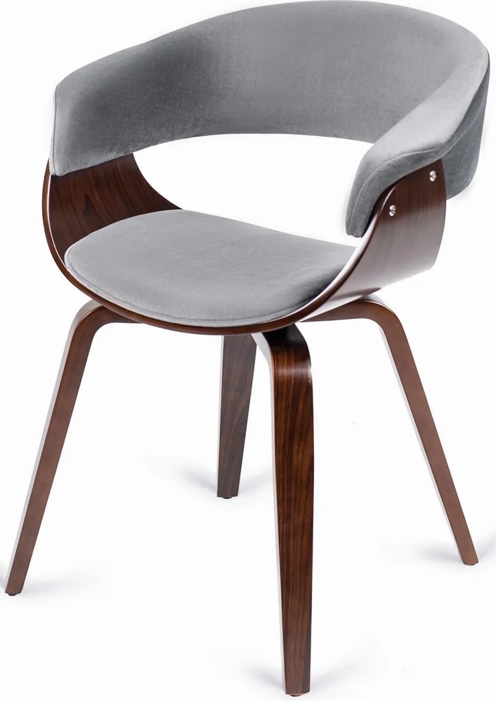 Szék szürke/dió színben, bársony kárpittal. GARY