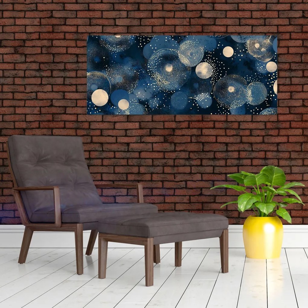 Kép - Kék-arany gyűrűk (120x50 cm)