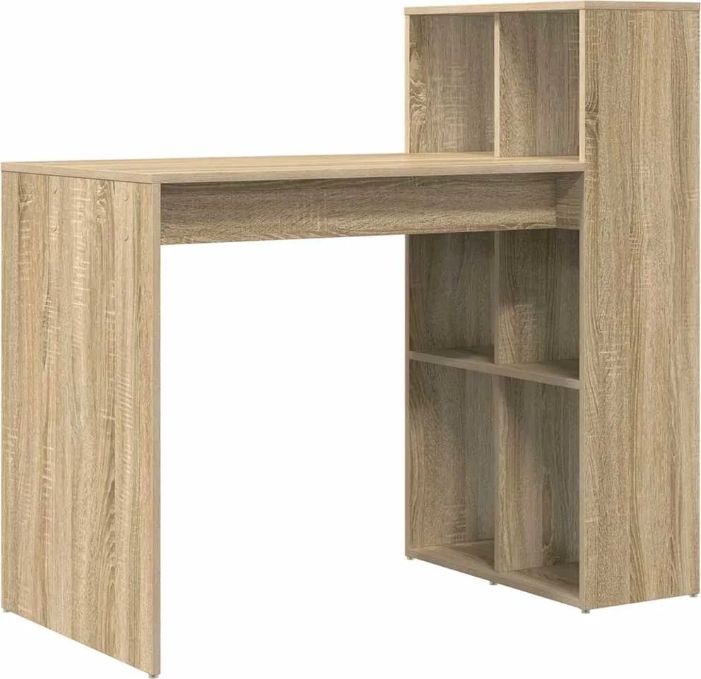 vidaXL Asztal polcokkal Sonoma tölgy 108 x 55 x 103.5 cm Faanyag