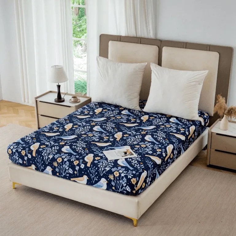 Mikroszálas lepedő DENIM BIRDS kék 180x200 cm