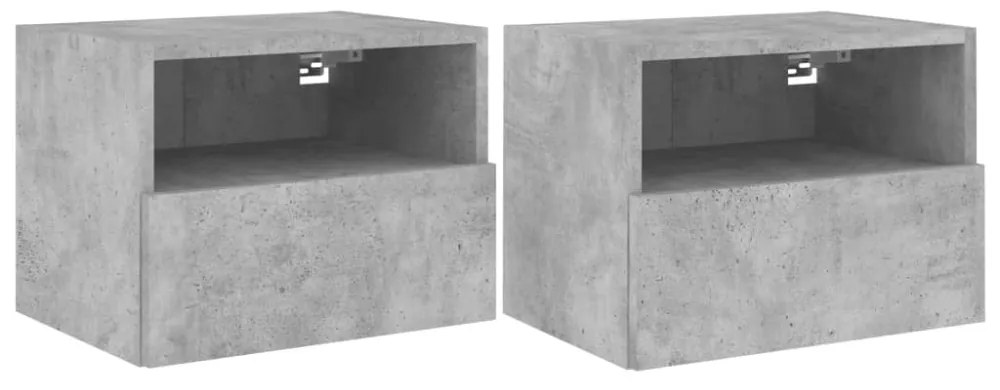 2 db betonszürke szerelt fa fali TV-szekrény 40 x 30 x 30 cm
