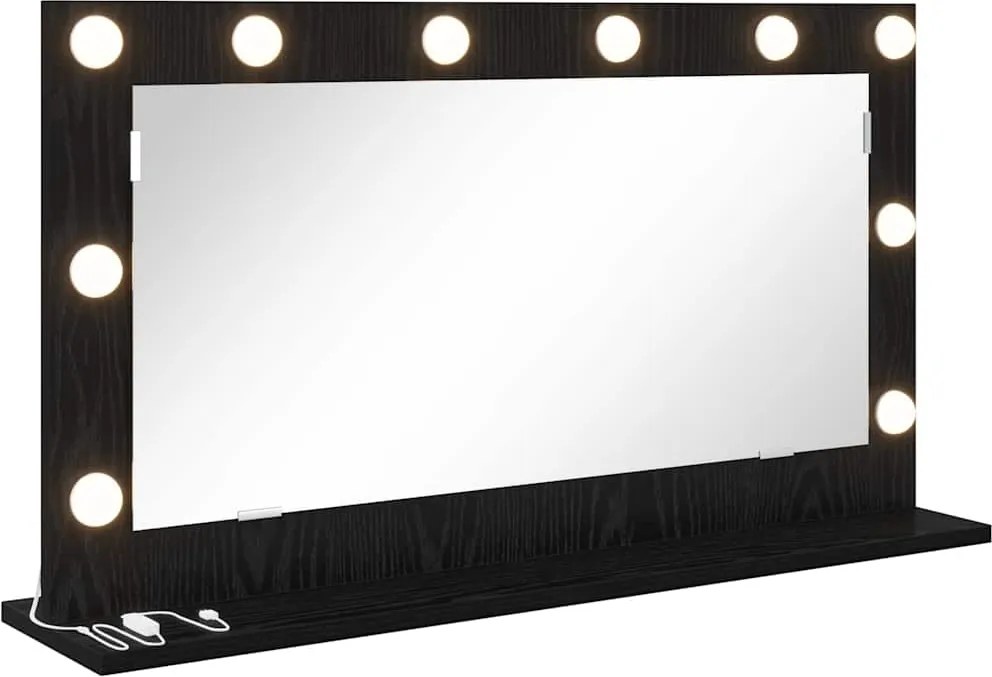 vidaXL Toalett Tükör Fekete tölgy 80 x 45 x 18 cm Üveg és mérnöki fa