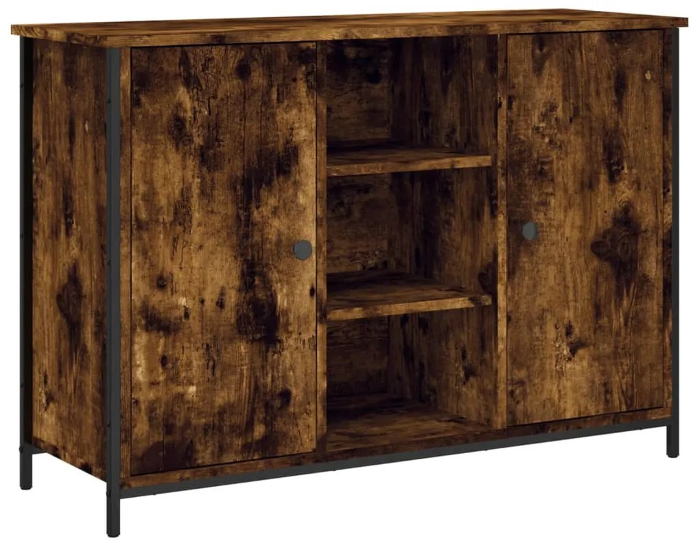 füstös tölgy színű szerelt fa tálalószekrény 100 x 35 x 70 cm